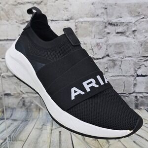 Ariat Ignite Sneakers Womens 8 Black Knit Slip On Shoes Logo Strap 10035853